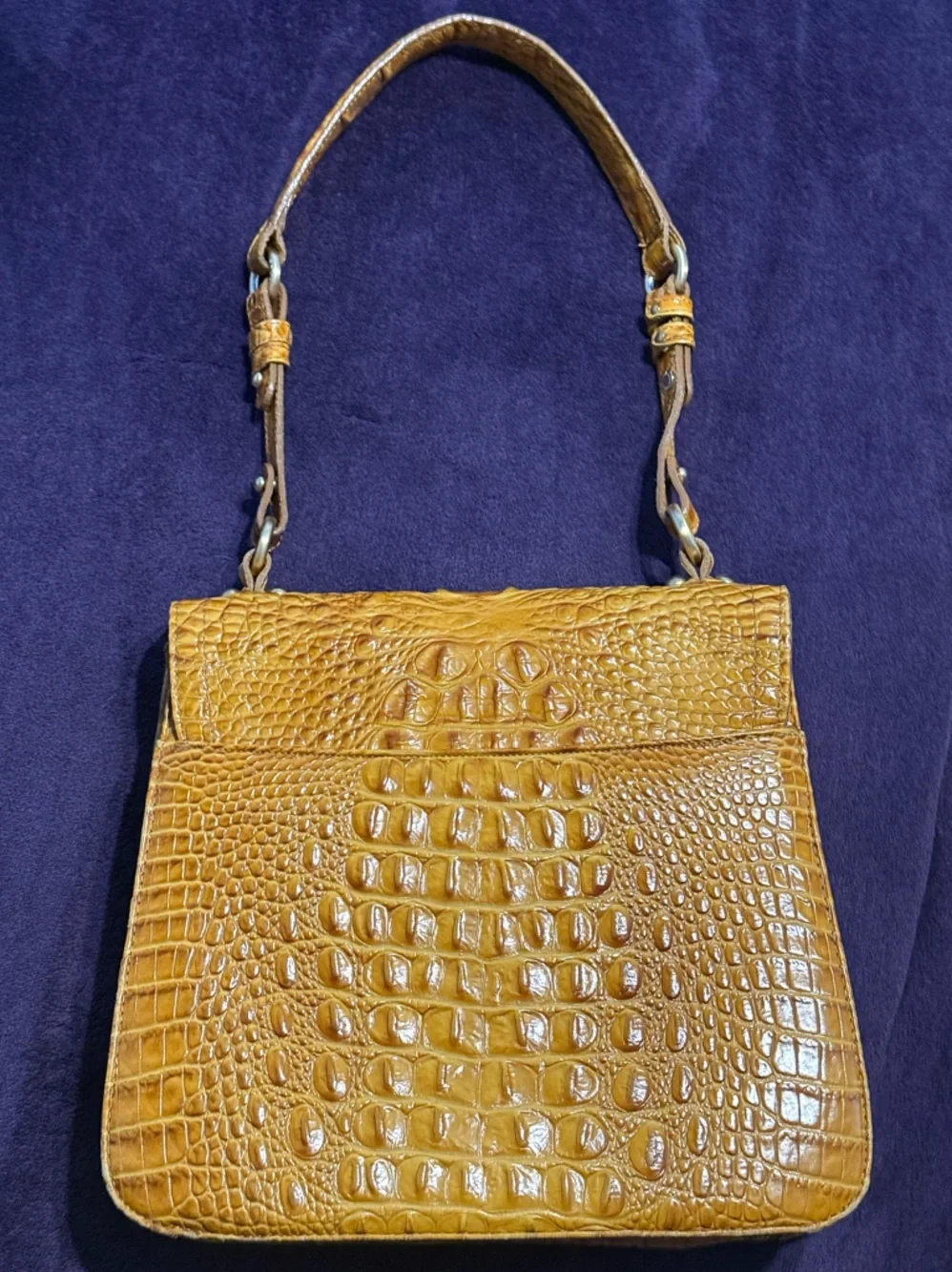 Brahmin Cognac Croc-Embossed Shoulder Bag - Picture 3 of 9
